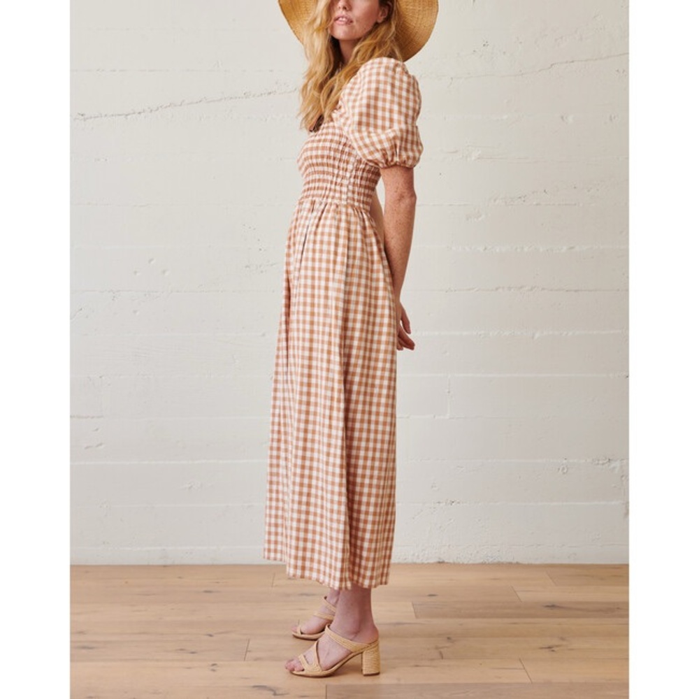 Bohme Tan Gingham Maxi Dress